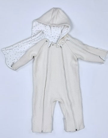 kookoobany kozipizi fully unzippable eco-friendly baby overall off white