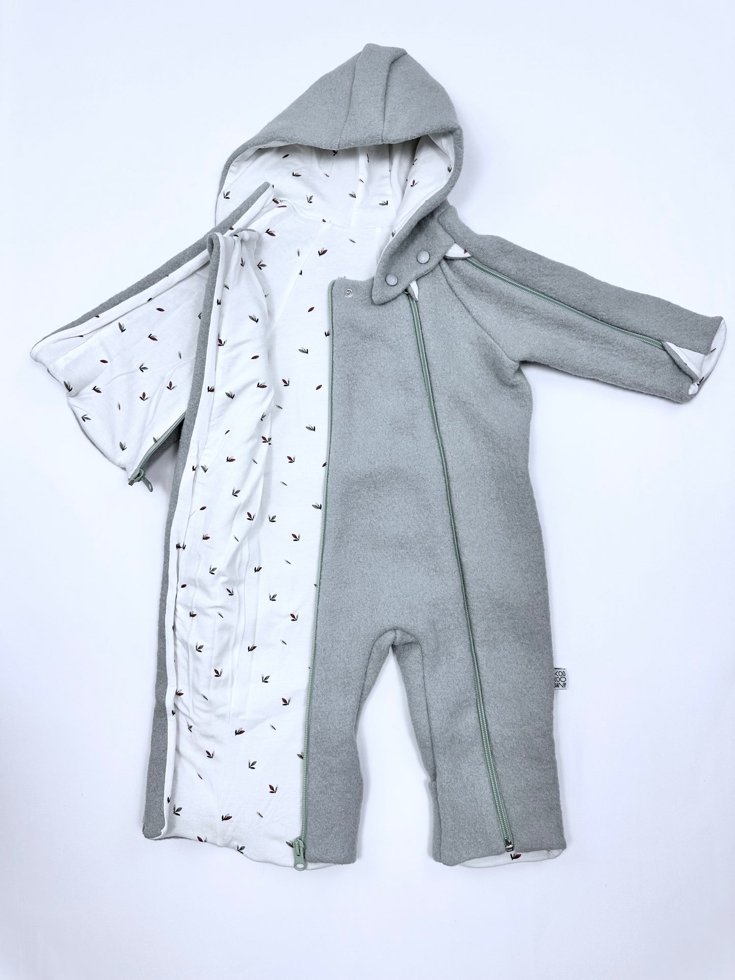 kookoobany kozipizi fully unzippable eco-friendly baby overall mint green