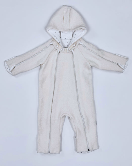 kookoobany kozipizi fully unzippable eco-friendly baby overall off white