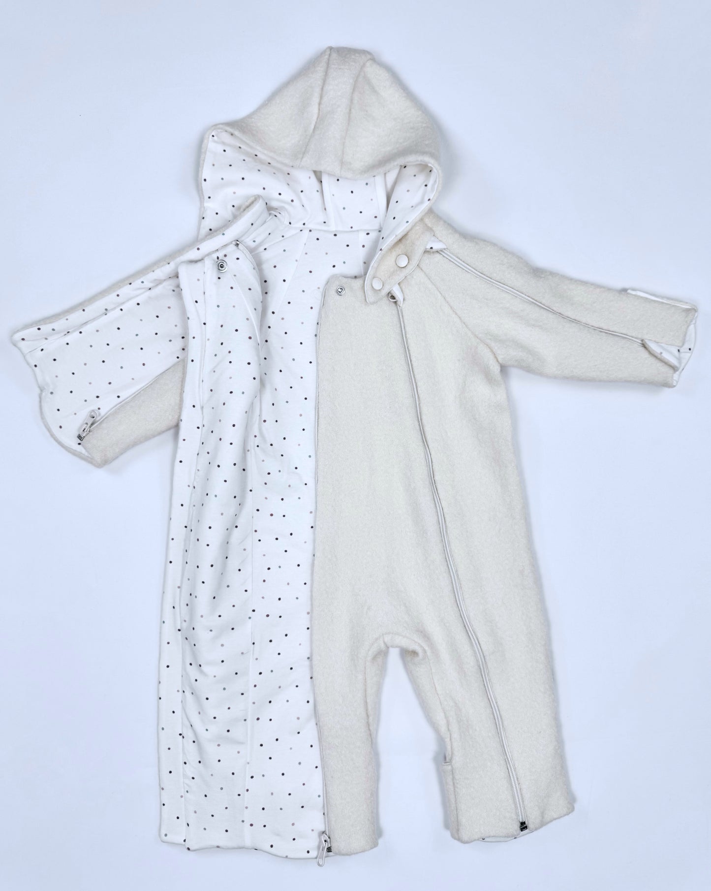 kookoobany kozipizi fully unzippable eco-friendly baby overall off white