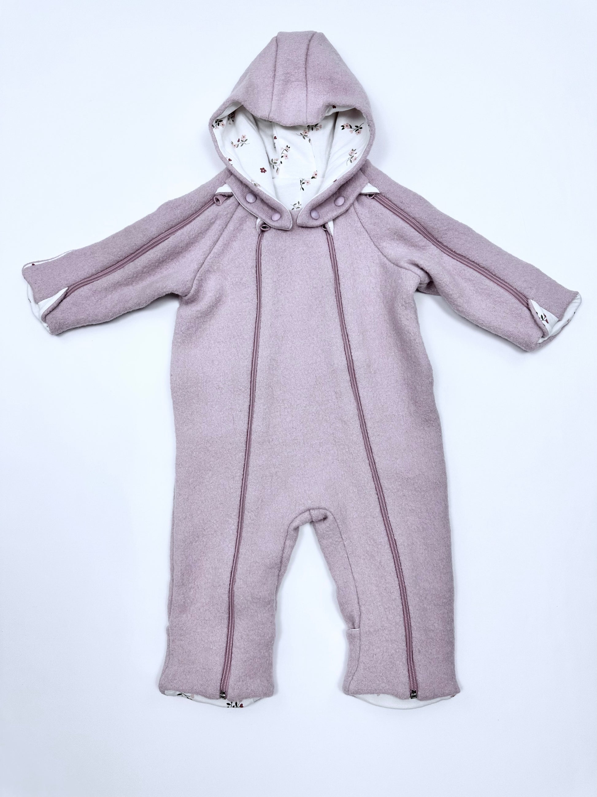 kookoobany kozipizi fully unzippable eco-friendly baby overall dusty pink