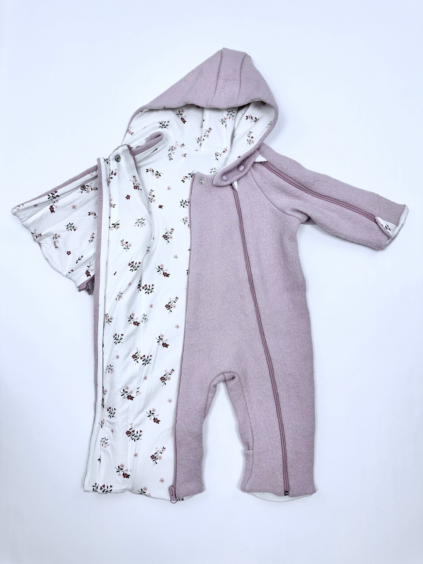 kookoobany kozipizi fully unzippable eco-friendly baby overall dusty pink