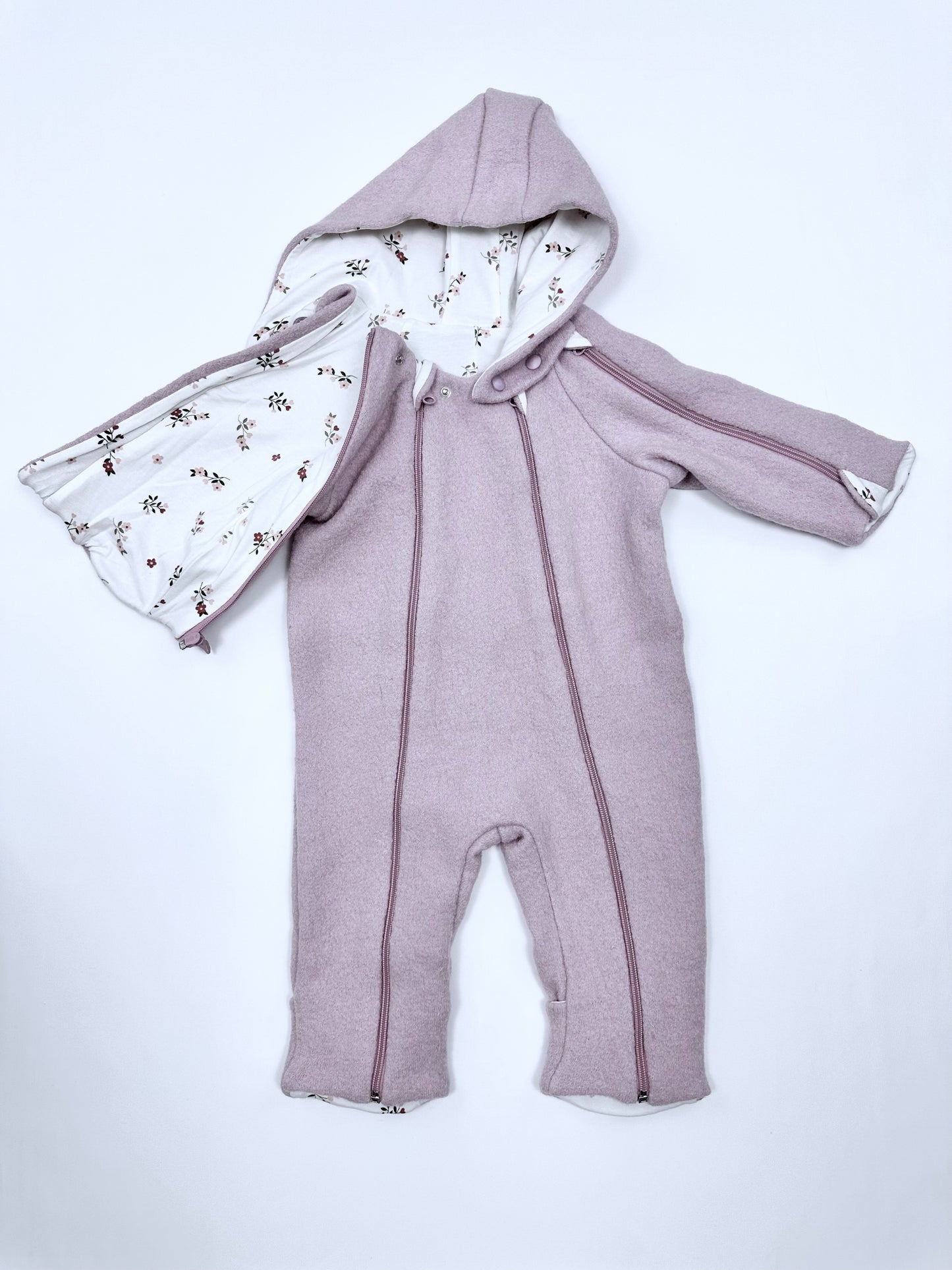 kookoobany kozipizi fully unzippable eco-friendly baby overall dusty pink