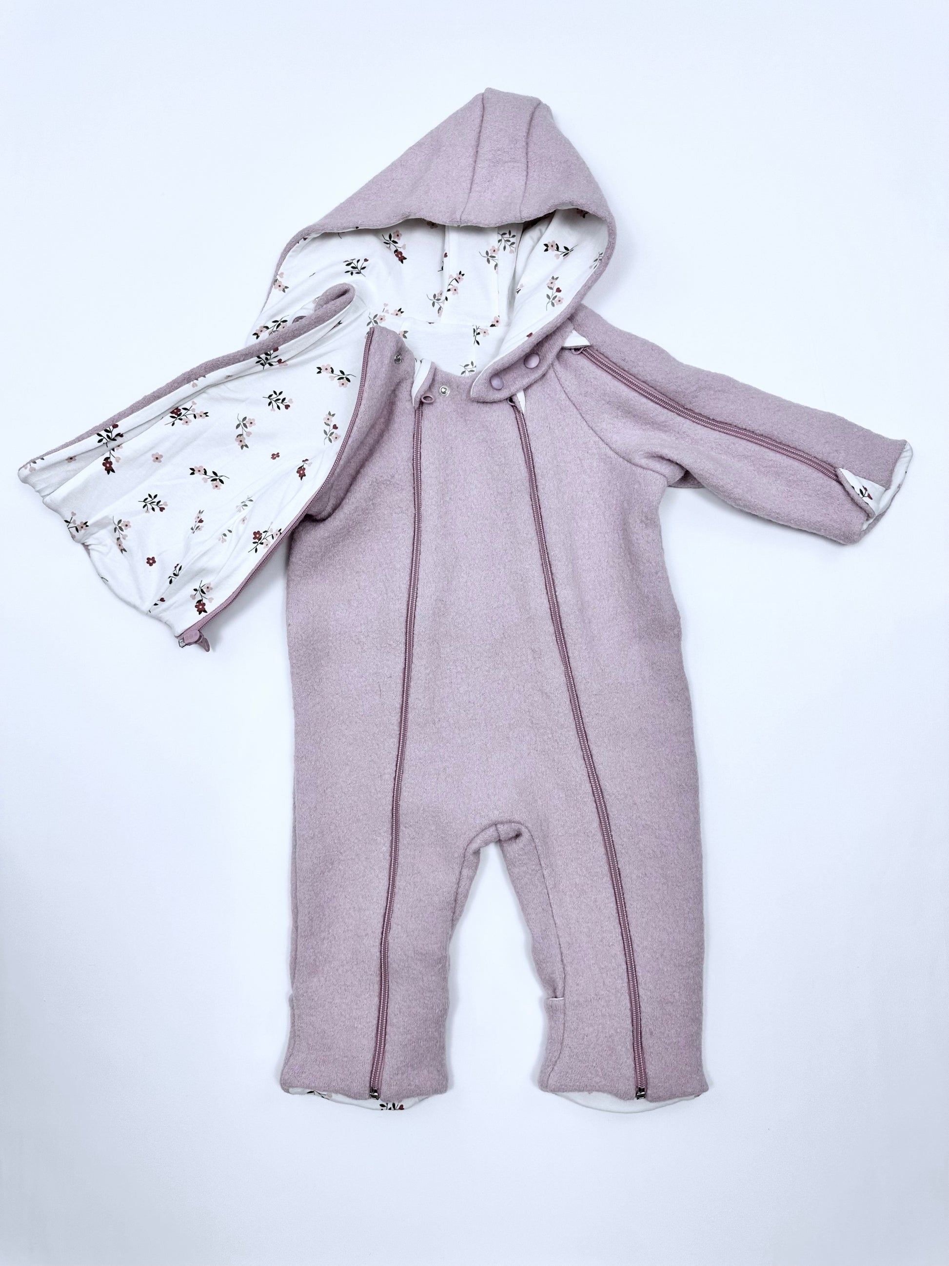 kookoobany kozipizi fully unzippable eco-friendly baby overall dusty pink